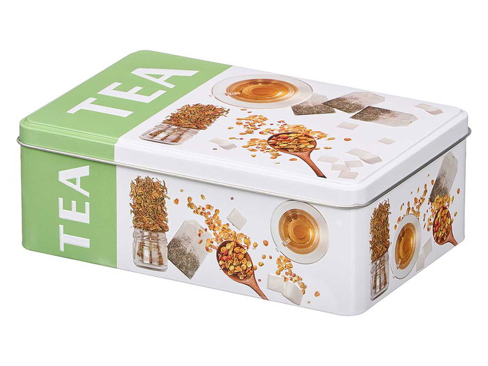 KINVARA Caja de Hojalata Relieve Té Estampado