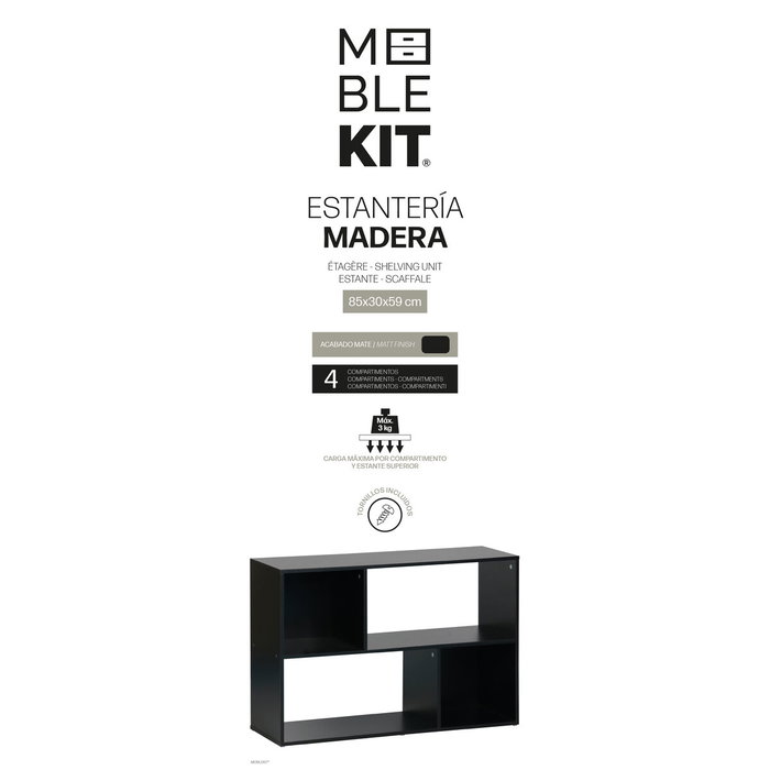 Moblekit Estantería Cuborectangular ISAR de 4 Compartimentos
