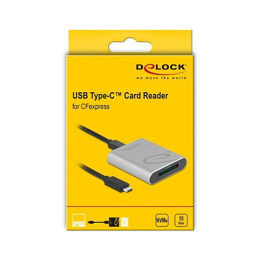 DeLOCK Lector de tarjetas CFexpress USB Type-C™ en aluminio plata DeLOCK Lector de tarjetas CFexpress USB Type-C™ en aluminio plata
