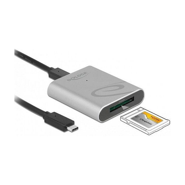 DeLOCK Lector de tarjetas CFexpress USB Type-C™ en aluminio plata DeLOCK Lector de tarjetas CFexpress USB Type-C™ en aluminio plata
