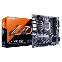Gigabyte Q870M D3H Placa Base Micro ATX - Chipset Intel Q870, Socket LGA 1851 para Intel Core Ultra Series 2, 4x DDR5 hasta 6400 MHz, 2x M.2 PCIe 4.0, 2.5GbE LAN, USB 3.2 Gen 2