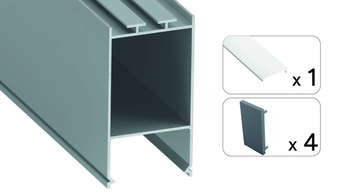 GreenIce Perfil de Aluminio KIMERA-NORA Anodizado Plata con Difusor Opal y Tapones 2,02 m