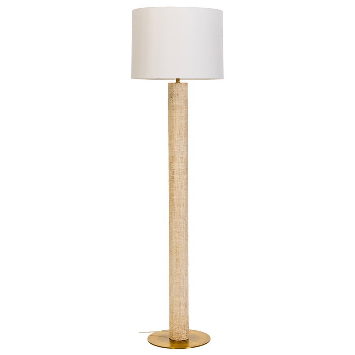 DKD Home Decor Lámpara de Pie de Rafia y Metal Crudo/Dorado 42x42x152 cm
