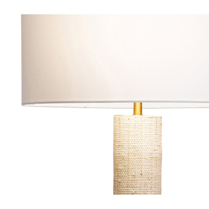 DKD Home Decor Lámpara de Pie de Rafia y Metal Crudo/Dorado 42x42x152 cm