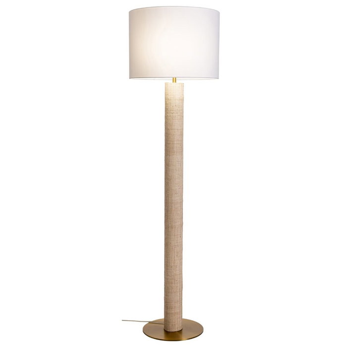 DKD Home Decor Lámpara de Pie de Rafia y Metal Crudo/Dorado 42x42x152 cm