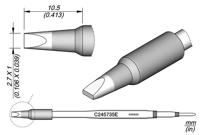 JBC TOOLS Punta de soldadura tipo destornillador 2,7x1mm C245735E