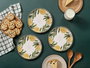 Hermia Platos de Postre Lemon Leaf Amarillo, Blanco y Verde Porcelana Juego de 6 19.3 cm