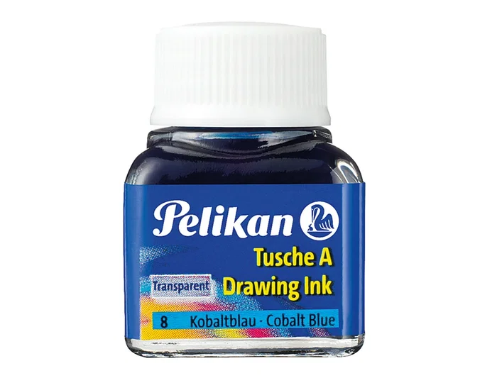 Pelikan Tinta China Azul Cobalto Bote 10 ml para Dibujar y Pintar