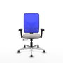 PIQUERAS Y CRESPO Silla de oficina Motilla con mecanismo Sincro/Traslack, Blanco y Azul