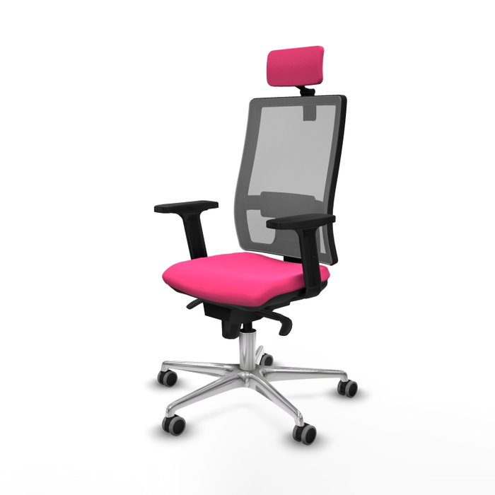 PIQUERAS Y CRESPO Silla de oficina Horna Rosa y Gris con Mecanismo Sincro