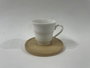 DKD Home Decor Set de Café de 6 Piezas de Porcelana con Bambú, Blanco