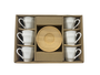 DKD Home Decor Set de Café de 6 Piezas de Porcelana con Bambú, Blanco