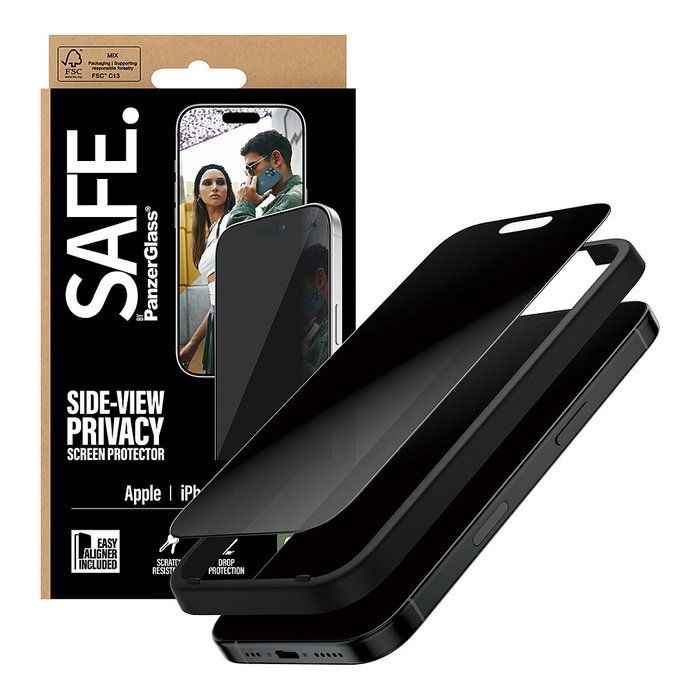 PanzerGlass SAFE. by ® 2-Way Privacy Screen Protector para iPhone 17 e iPhone 16 Pro Ultra-Wide Fit PanzerGlass SAFE. by ® 2-Way Privacy Screen Protector para iPhone 17 e iPhone 16 Pro Ultra-Wide Fit