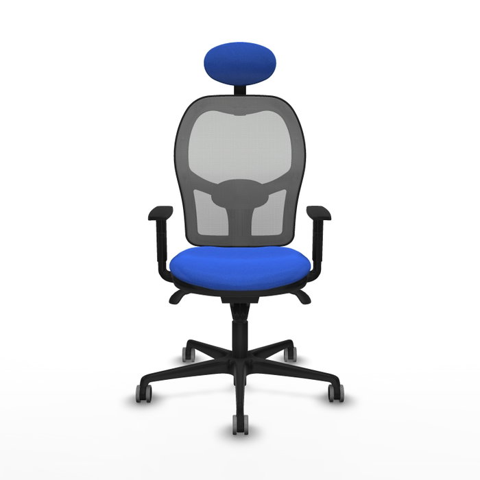PIQUERAS Y CRESPO Silla de oficina Jorquera con mecanismo Sincro, Tela Azul y Malla Gris