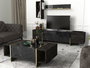 Hanah Home Veyron Set 1 Conjunto de Muebles de Salón, Tablero de Partículas Recubierto de Melamina, Negro y Dorado, 148 Caracteres