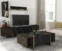 Hanah Home Veyron Set 1 Conjunto de Muebles de Salón, Tablero de Partículas Recubierto de Melamina, Negro y Dorado, 148 Caracteres