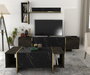 Hanah Home Veyron Set 1 Conjunto de Muebles de Salón, Tablero de Partículas Recubierto de Melamina, Negro y Dorado, 148 Caracteres