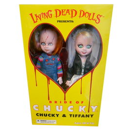 MEZCO TOYZ Living Dead Dolls Set 2 Muñecos Chucky and Tiffany 25cm PVC Ropa Tela