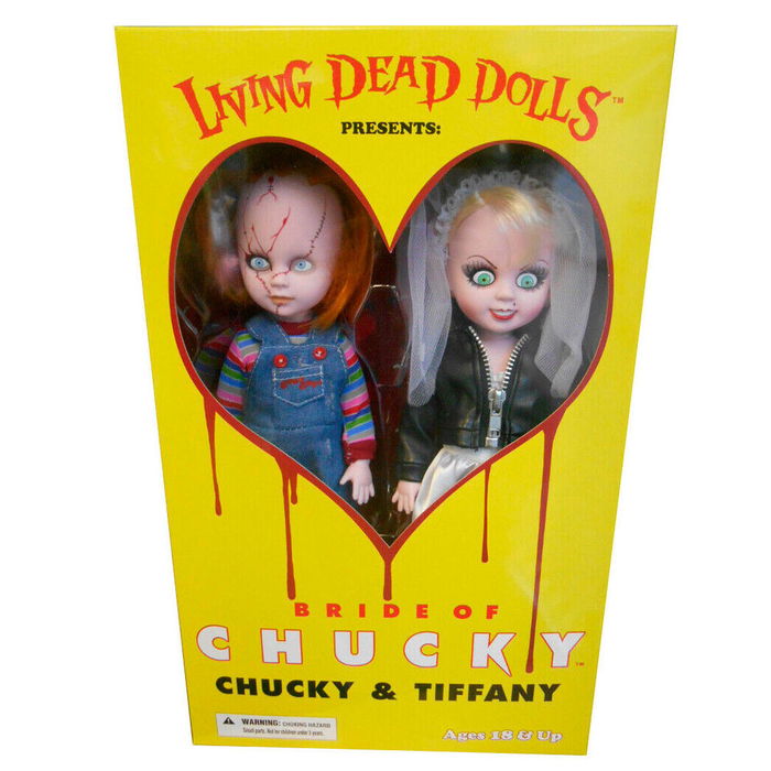 MEZCO TOYZ Living Dead Dolls Set 2 Muñecos Chucky and Tiffany 25cm PVC Ropa Tela