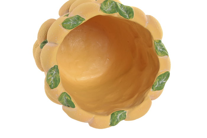 DKD Home Decor Lemon25 Jarrón Tropical Amarillo Verde Cemento 20x20x23 cm (4 Unidades)