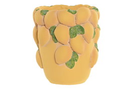 DKD Home Decor Lemon25 Jarrón Tropical Amarillo Verde Cemento 20x20x23 cm (4 Unidades)