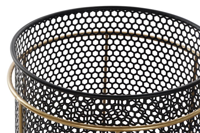 DKD Home Decor Macetero Loft Negro Dorado Metal Set de 2 Unidades 36 x 58 x 36 cm