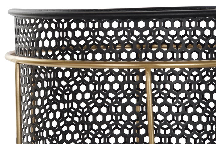 DKD Home Decor Macetero Loft Negro Dorado Metal Set de 2 Unidades 36 x 58 x 36 cm