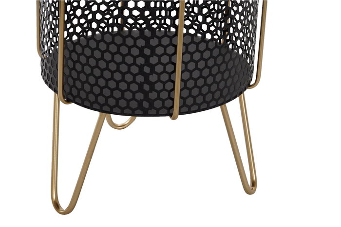 DKD Home Decor Macetero Loft Negro Dorado Metal Set de 2 Unidades 36 x 58 x 36 cm