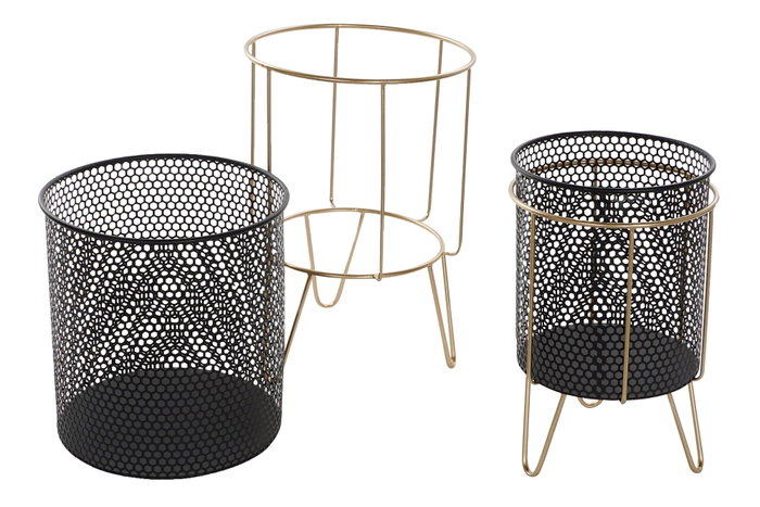 DKD Home Decor Set de 2 Maceteros de Metal Negros
