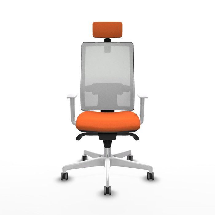 PIQUERAS Y CRESPO Silla de oficina Horna con mecanismo Sincro, Tela Naranja y Malla Blanca