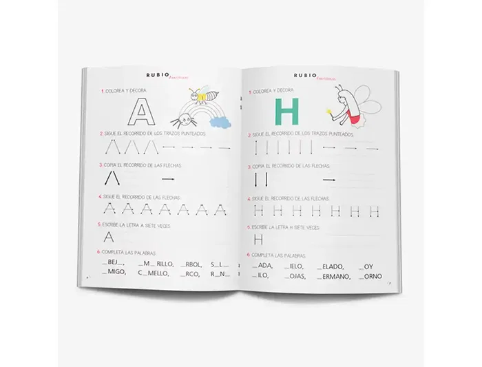 Rubio Cuaderno Caligrafía Mayúsculas 1 para Niños a Partir de 3 Años
