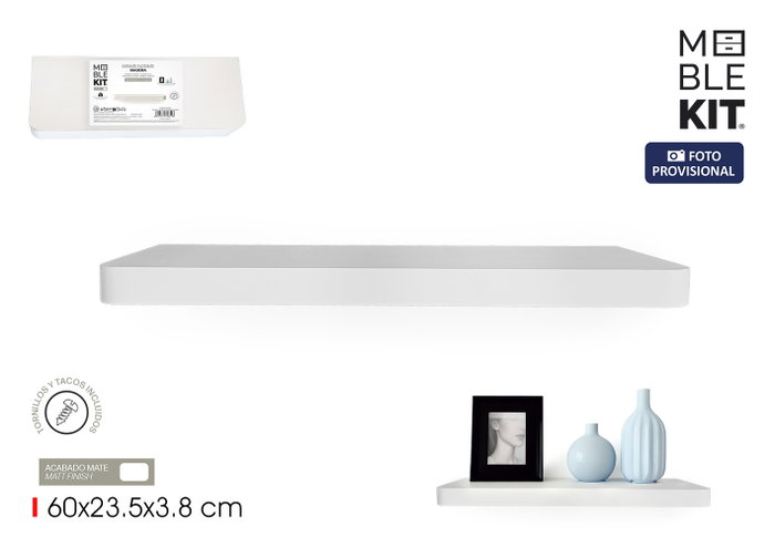 Moblekit Estante Flotante LUND White 60x23.5x3.8cm Moblekit Estante Flotante LUND White 60x23.5x3.8cm