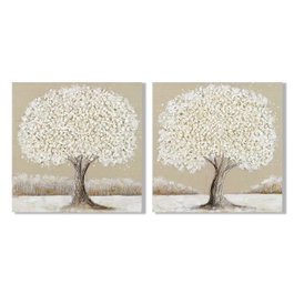 DKD Home Decor Set de 2 Cuadros Lienzo MDF Árbol 100x100 cm