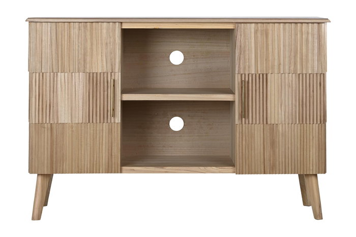 Mueble de TV DKD Home Decor Dorado Marrón claro 120 x 40 x 80 cm Madera de Paulonia Madera MDF