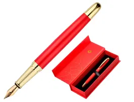 Belius Passion D'or Pluma Estilográfica Aluminio Cepillado Rojo Dorado Tinta Azul Caja Diseño M