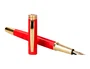 Belius Passion D'or Pluma Estilográfica Aluminio Cepillado Rojo Dorado Tinta Azul Caja Diseño M