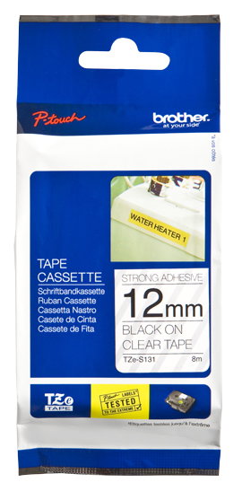 Brother TZE-S131 Cinta Rotuladora Laminada 12mm Transparente/Negro Brother TZE-S131 Cinta Rotuladora Laminada 12mm Transparente/Negro