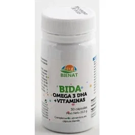 BIENAT Bida 30Cap. Complejo Vitamina B Omega3 DHA Magnesio Coenzima CQ10 Selenito Sodio Energía Cerebro