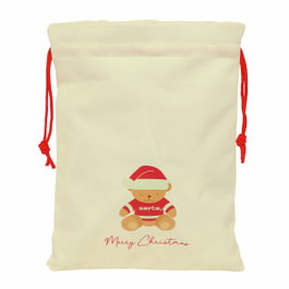 Safta Saquito Plano Osito Beige Felices Fiestas