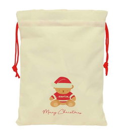 Safta Saquito Plano Osito Beige Felices Fiestas 26x34x1cm