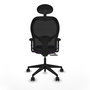 Silla de oficina Alocén con mecanismo Sincro/Traslack tapizada con Tela color Morado y malla color Negro. Equipada con lumbar 1D, Brazos 2D, Cabecero Fijo y Ruedas 65mm nailon