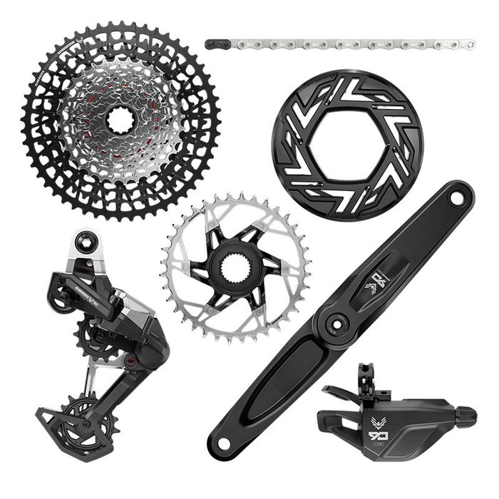 SRAM Eagle 90 Grupo Transmisión Completo Biela Bosch 160mm Plato 36T Casette 10-52t Mando y Cambio Single Click 126l SRAM Eagle 90 Grupo Transmisión Completo Biela Bosch 160mm Plato 36T Casette 10-52t Mando y Cambio Single Click 126l