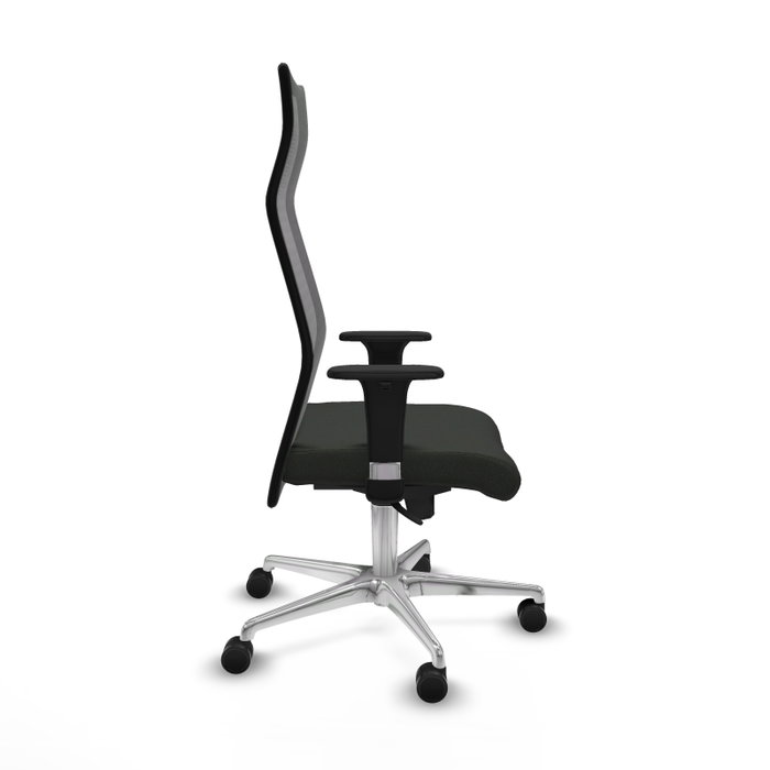 PIQUERAS Y CRESPO Sillón Albacete con mecanismo Sincro, Tela Negra, Base Aluminio