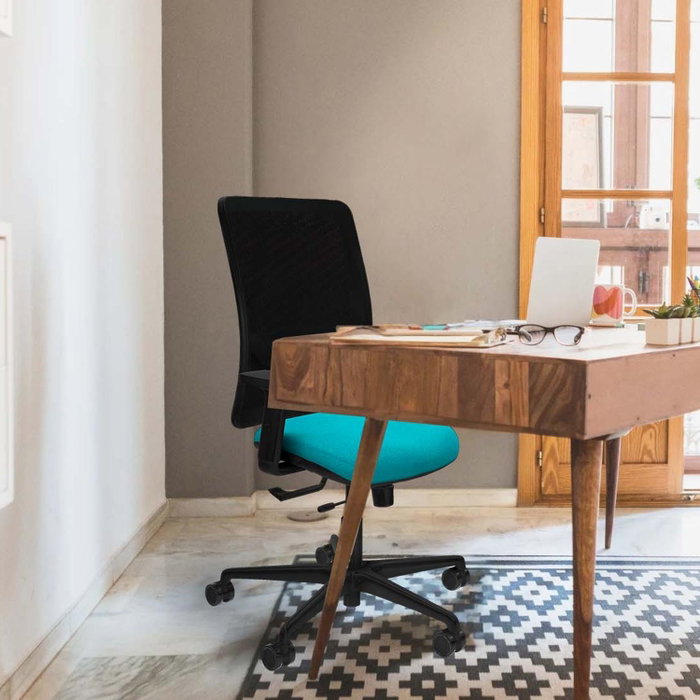 PIQUERAS Y CRESPO Silla de oficina Zulema con mecanismo Sincro/Traslack Verde petróleo y Blanco