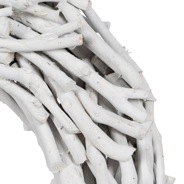 Corona Blanco Madera Paulonia Decoración 52 X 15 X 52 cm