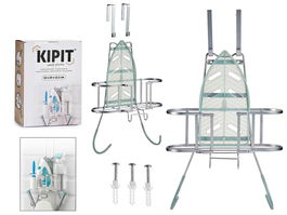 Kipit Soporte para Plancha y Tabla de Planchar 13.5x42.5x30.5 cm Hierro y Silicona Plata (Set de 6)