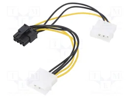 QOLTEC Cable de alimentación Molex macho x2 a PCIe 8pin hembra, 0,15m