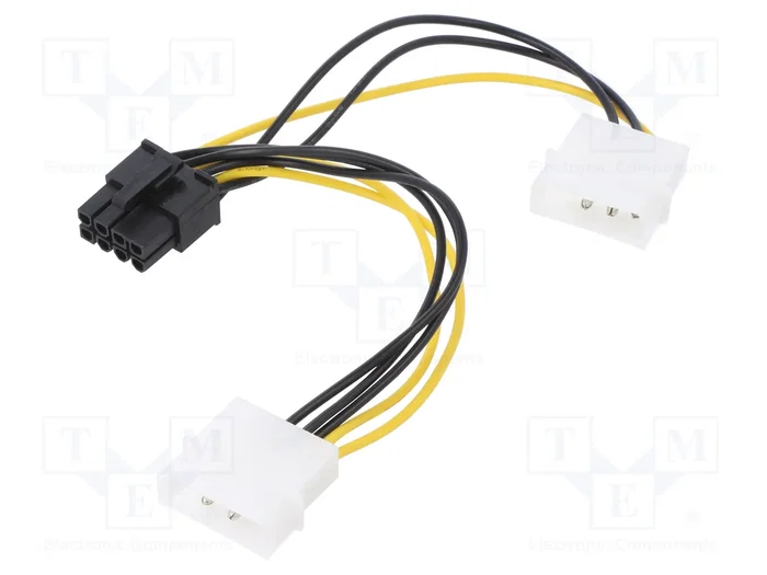 QOLTEC Cable de alimentación Molex macho x2 a PCIe 8pin hembra, 0,15m QOLTEC Cable de alimentación Molex macho x2 a PCIe 8pin hembra, 0,15m