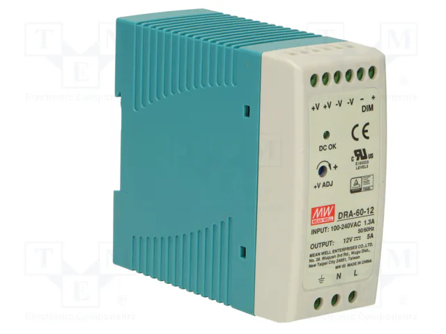 MEAN WELL DRA-60-12 60W 12VDC 5A