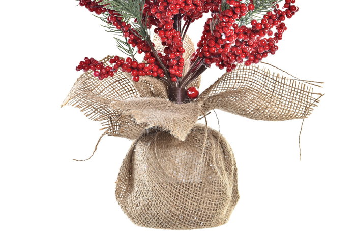 DKD Home Decor Árbol de Navidad Tradicional Rojo Verde PVC 35 x 70 x 35 cm (2 Unidades)